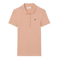 Áo Polo Nữ Lacoste Women's Slim Fit L.12.D Ribbed Cotton DF5377 51 ZIH Màu Hồng Beige Size 38