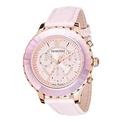 Đồng Hồ Nữ Swarovski Octea Lux Chrono Watch Leather Strap, Pink, Rose Gold Tone Watch 5452501 Màu Vàng Hồng
