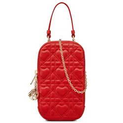 Túi Đeo Chéo Nữ Dior Stitched Lambskin Phone Holder Lady S0872ONGH_M030CM Màu Đỏ
