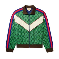 Áo Khoác Nam Gucci Webbing Double G Knit Zipper Logo Jacket 653367 XJDF0 3305 Màu Xanh Green Size XS