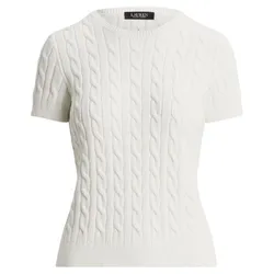 Áo Len Ngắn Tay Nữ Ralph Lauren Gassed Cotton Short Sleeve Sweater Basic Tshirt White L4221I0H0-A11 Màu Trắng Size XS