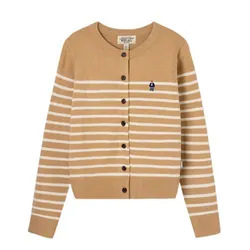 Áo Len Nữ WHOAU Steve R-neck Cardigan Màu Be Size S