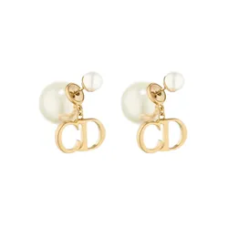 Khuyên Tai Nữ Dior CD Matte Gold Metal And White Resin Pearls E4169WOMRS 301 Màu Vàng Gold