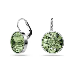 Khuyên Tai Nữ Swarovski Bella Drop Earrings Round Cut, Green, Rhodium Plated 5724291 Màu Xanh Lá