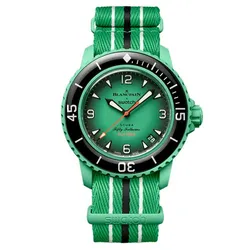 Đồng Hồ Nam Blancpain x Swatch Indian Ocean SO35I100C Màu Xanh Lá