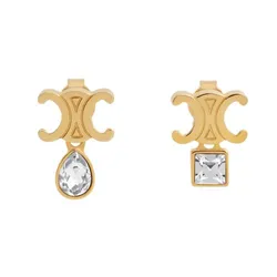 Khuyên Tai Nữ Celine Triomphe Twinkle Earrings In Strass And Brass 461VK6BRS 35OR Màu Vàng