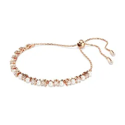 Vòng Đeo Tay Nữ Swarovski Crystal Pearl Round Cuts White/ Rose Gold-Tone Plated 5729506 Màu Vàng Hồng