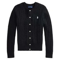 Áo Len Ralph Lauren Girls' Cable-Knit Cardigan Big Kid Black Màu Đen Size XL