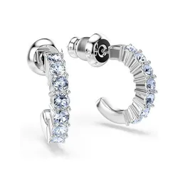 Khuyên Tai Nữ Swarovski Silver Tone Light Blue Pave Crystal Mini Women's Hoop Earrings 5073036 Màu Xanh Bạc
