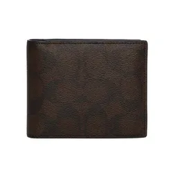 Ví Nam Coach 3 In 1 Wallet In Blocked Signature Canvas Màu Nâu