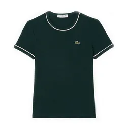 Áo Thun Nữ Lacoste Contrast Trim Jersey T-Shirt TF5289_AIG Màu Xanh Green Size 38