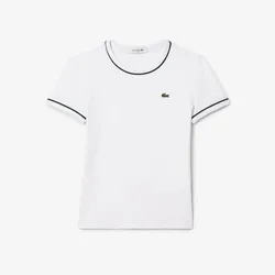 Áo Thun Nữ Lacoste Contrast Trim Jersey T-Shirt TF5289_FMB Màu Trắng Size 34