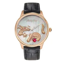 Đồng Hồ Nam Mathey-Tissot Edmond Automatic Handcrafted Dragon MD1886PA Màu Đen - Vàng Hồng