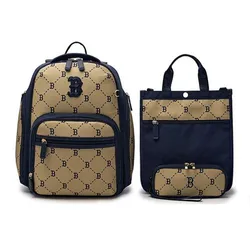 Set Balo Và Túi Tote Trẻ Em MLB Jacquard Monogram 7ABKMD35N-NYS Màu Be Xanh