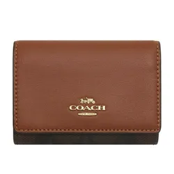Ví Nữ Coach Micro Wallet In Signature Canvas CM761 Im/Brown/Redwood Màu Nâu