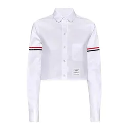 Áo Sơ Mi Nữ Thom Browne Classic Oxford Armband Cropped Round Collar FLL164O 02188 100 Màu Trắng Size 38