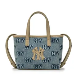 Túi Đeo Chéo Nữ MLB Classic Monogram Denim Embo Mini Cross Bag NY Yankees 3ACRDM16N-50BLL Màu Xanh Nhạt