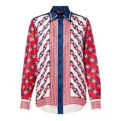 Áo Sơ Mi Nữ Gucci Multicolor Silk Twill Printed Long Sleeve 837642 Z7ASO 9229 Phối Màu Size 40
