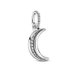 Hạt Vòng Charm Nữ Pandora Moments 399184C01 Sparkling Crescent Moon Pendant Silver Màu Bạc