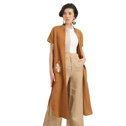 Đầm Nữ F2 Fashion & Freedom Women's Brown Linen Dress Hello New Day D375-N-S-0423 Màu Nâu Size S