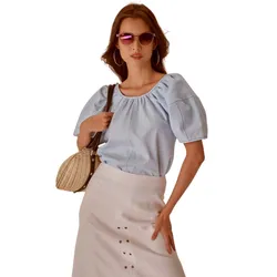 Áo Sơ Mi Nữ F2 Fashion & Freedom Linen Becoming Unveil AK469-XCN-S-0721 Màu Xanh Nhạt Size S
