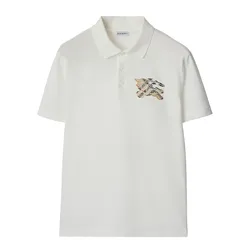 Áo Polo Nam Burberry Logo-Embroidered Appliquéd Cotton-Piqué Màu Trắng Size L