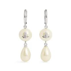 Khuyên Tai Nữ Vivienne Westwood Faux Pearl Martha Drop Earrings Màu Trắng Ngà