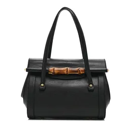Túi Đeo Vai Nữ Gucci Calfskin Bamboo Bullet Top Handle Bag Black Màu Đen