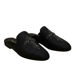 Giày Sục Nam Dolce & Gabbana D&G Black Slippers With Embroidered Crown A80116 Màu Đen Size 39
