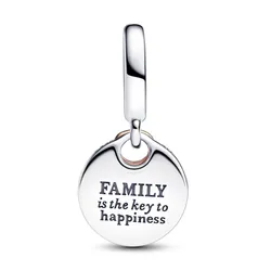 Hạt Vòng Charm Pandora Two-tone Key To Happiness Double Dangle Charm 783236C01 Màu Bạc