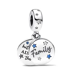 Hạt Vòng Charm Pandora Family Love Double Dangle Charm 792987C01 Màu Bạc