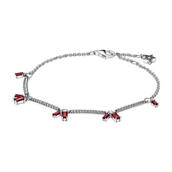 Vòng Đeo Tay Pandora Firecracker Pavé Bars Bracelet 592537C01 Màu Bạc Đỏ Size 16