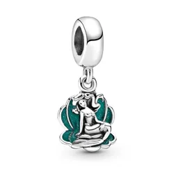 Hạt Vòng Charm Pandora Ariel & La Conchiglia Màu Xanh Bạc