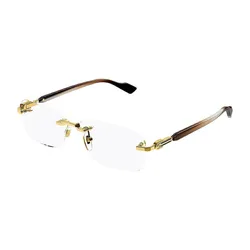 Gọng Kính Unisex Gucci Eyeglasses Gold GG1221O 002 Màu Nâu Vàng
