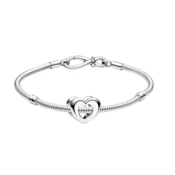 Set Vòng Đeo Tay + Hạt Vòng Charm Pandora 590792C00 + 792492C00 Màu Bạc