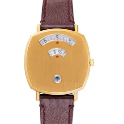 Đồng Hồ Nữ Gucci Grip Yellow Gold Brown Leather Strap Ladies Watch 35mm YA157405 Màu Nâu