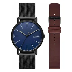 Set Đồng Hồ Nam Skagen Men's Watch Signatur Three Hand SKW6933SET Black Màu Đen