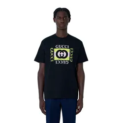 Áo Thun Nam Gucci Logo Motif TShirt GUC0161031BLK Màu Đen Size XS