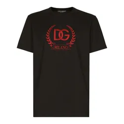 Áo Thun Nam Dolce & Gabbana D&G Cotton T-shirt With Embroidered Logo Màu Đen Size 46