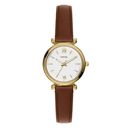 Đồng Hồ Nữ Fossil Carlie Mini Three Hand Brown Leather Watch ES5464 Màu Nâu - Vàng