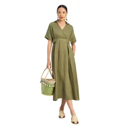 Váy Linen Nữ F2 Fashion & Freedom  Art Of Styling D742-XR-S-0723 Màu Xanh Rêu Size S