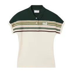 Áo Polo Nữ Lacoste Women's Made In France Slim Fit Striped Polo PH5291 51 PIB Màu Trắng Size 36