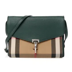 Túi Đeo Chéo Nữ Burberry Derby Calfskin House Check Small Macken Crossbody Bag Dark Bottle Green Màu Xanh