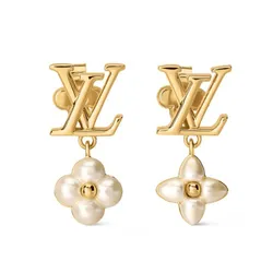 Khuyên Tai Louis Vuitton LV Earrings Lv Floragram Floral Logo M03914 Màu Vàng