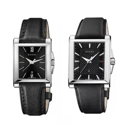 Đồng Hồ Đôi Gucci 138 Rectangle Watch Màu Đen