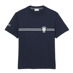 Áo Thun Nam Lacoste Printed Embroidered Cotton Jersey T-Shirt TH9694 55G 166 Màu Xanh Navy Size 3