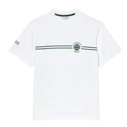 Áo Thun Nam Lacoste Printed Embroidered Cotton Jersey T-Shirt TH9694 55G 001 Màu Trắng Size 3