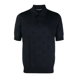 Áo Polo Nam Dolce & Gabbana D&G Jacquard Logo Polo Shirt GXZ15T-JAST6 Màu Xanh Dương Đậm Size 44
