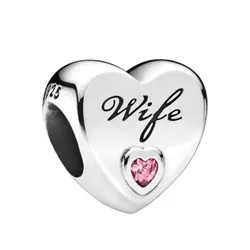 Hạt Vòng Charm Pandora Wife Love Heart Charm Màu Bạc