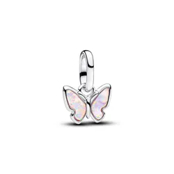 Hạt Vòng Charm Pandora Me Mini Butterfly Pink Opal Silver Charm 793825C01 Màu Hồng Bạc